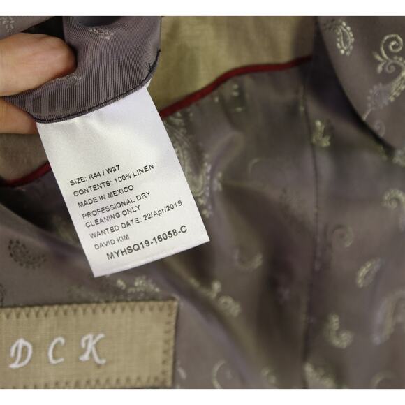 MySuit Custom Made Tan 100% Linen 2-Btn Blazer Jacket 44R - Picture 10 of 10